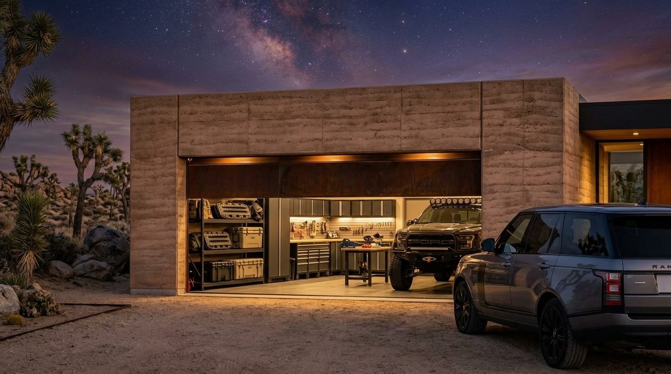 Oscar Garage Door Services Garage Door Gliding Open Revealing Warm Illuminated Interior